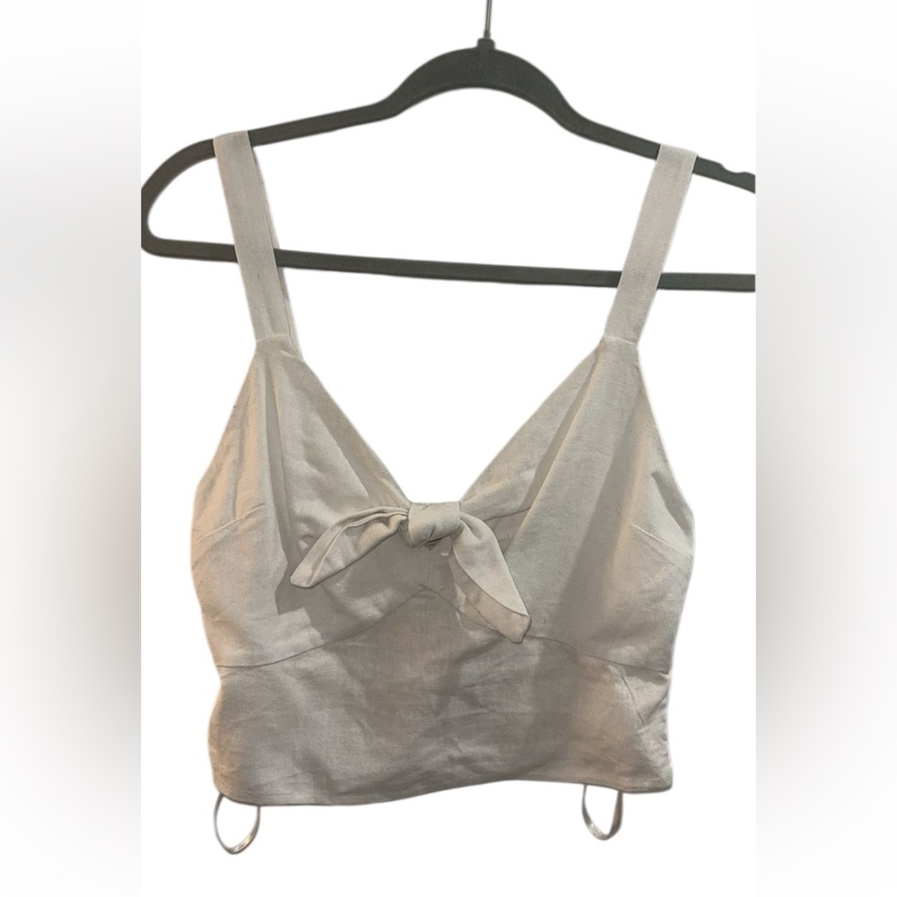 Monteau Linen blend Womens Crop Top size Medium - Picture 3 of 5